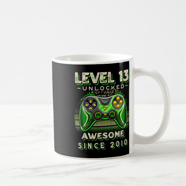 Taza De Café Nivel 13 Videojuego desbloqueado 13 cumpleaños 13  (Derecha)