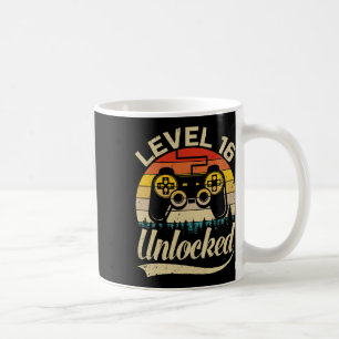 Taza De Café Nivel 16 Videojuego retro vintage desbloqueado 16t