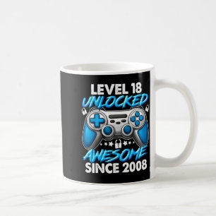 Taza De Café Nivel 18 Desbloqueado Chicos de 18 Años Cumpleaños