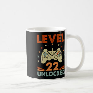 Taza De Café Nivel 22 Video Gamer desbloqueado 22 cumpleaños 22