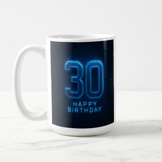 Taza De Café Nivel 30 Desbloqueado: Mug de cumpleaños Techno (Izquierda)