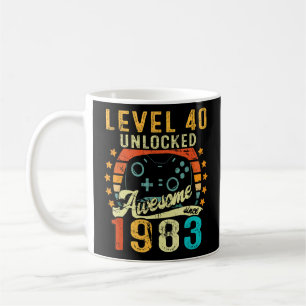 Taza De Café Nivel 40 desbloqueado increíble desde 1983 40º cum