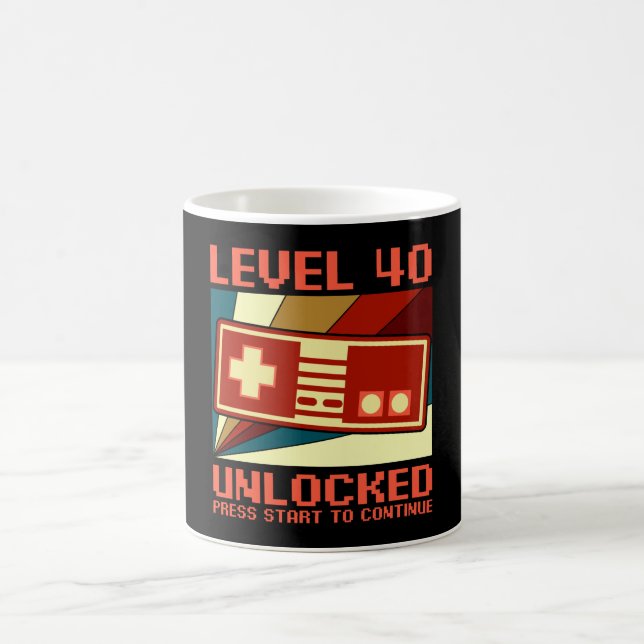 Taza De Café NIVEL 40 UNLOCKED 40 Birthday Gift Gamer (Centro)