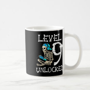 Taza De Café Nivel 9 Desbloqueado Esqueleto Jugador Videojuegos