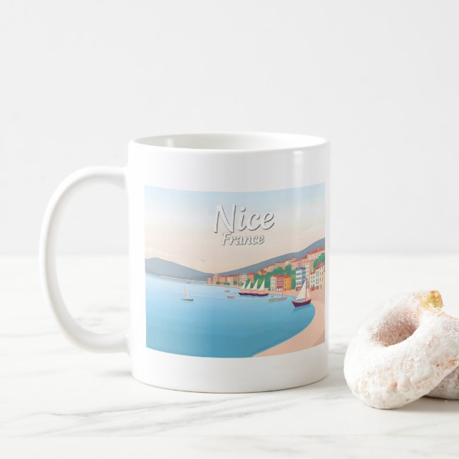 Taza De Café Niza Francia Riviera Pastel Viaje (Con donut)