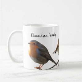 Taza De Café Niza Robin pájaros pechos rojos nombre de familia