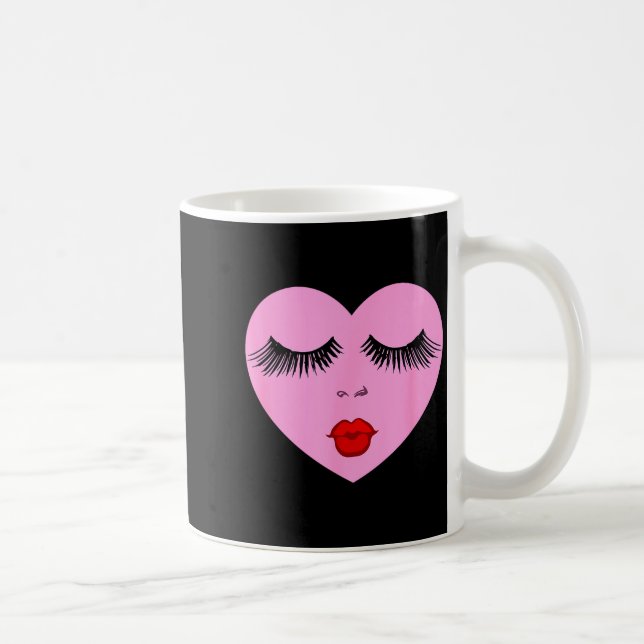 Taza De Café Nk Lady Heart With Eyelashes Valentines Day Kiss  (Derecha)