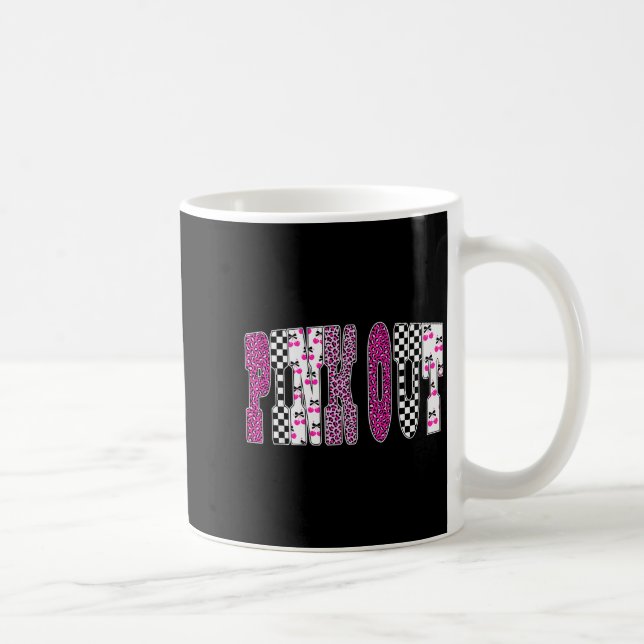 Taza De Café Nk Out Leopard Checkered Breast Cancer Football Ga (Derecha)
