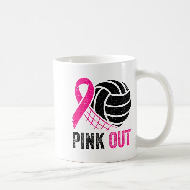 Taza De Café Nk Out Volleyball Breast Cancer Awareness Nk Ribbo (Derecha)
