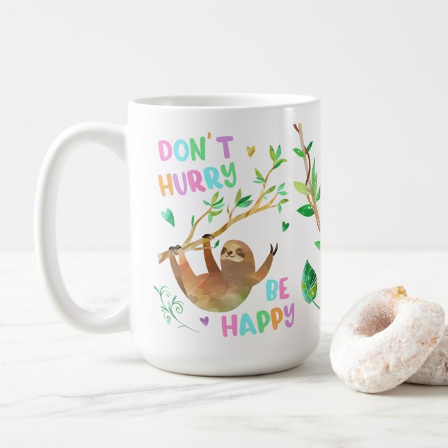 Taza De Café No deis prisa sé feliz peluca (Con donut)