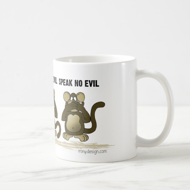 Taza De Café No escuchar monos malvados (Derecha)