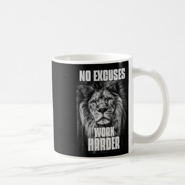 Taza De Café No Excuses Work Harder Bodybuilding Gym Motivation (Derecha)