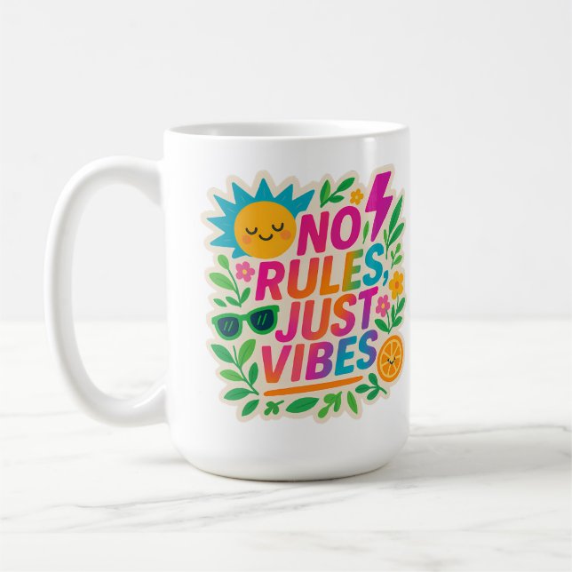 Taza De Café No hay reglas sólo vibraciones - Neon Gradient Kaw (Izquierda)