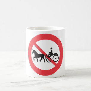 Taza De Café No Hay Rótulo De Caballos Y Carreteras.