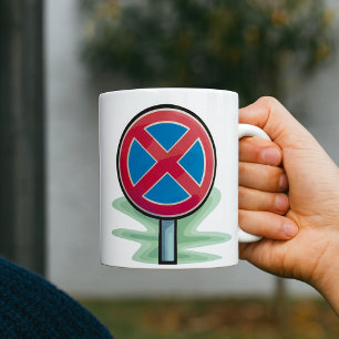 Taza De Café No hay símbolo de tráfico rojo de Rótulo de carret