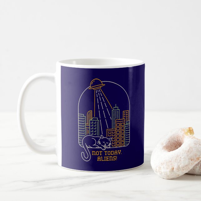 Taza De Café No Hoy Alienígenas (Con donut)