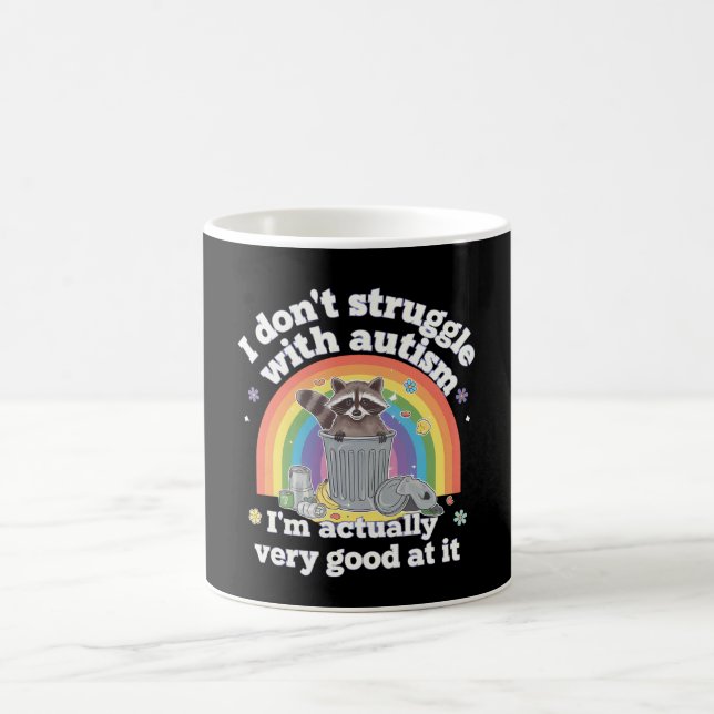 Taza De Café No Lucho Con El Autismo Autista Raccoon Gracioso (Centro)
