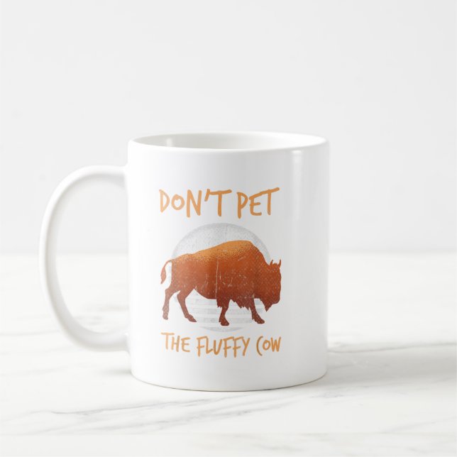 Taza De Café No Mascota El Búfalo De Vaca Fluffy Bison National (Izquierda)
