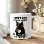 Taza De Café No me gusta el gato negro sarcástico de la gente d<br><div class="desc">Expresar sus verdaderos sentimientos acerca de las mañanas tempranas con el "No me gusta la taza de café negro sarcástico para gente de la mañana". Con un gatito negro gruñón y la frase humorística "No me gusta la gente de la mañana, ni las mañanas, ni la gente", esta taza es...</div>