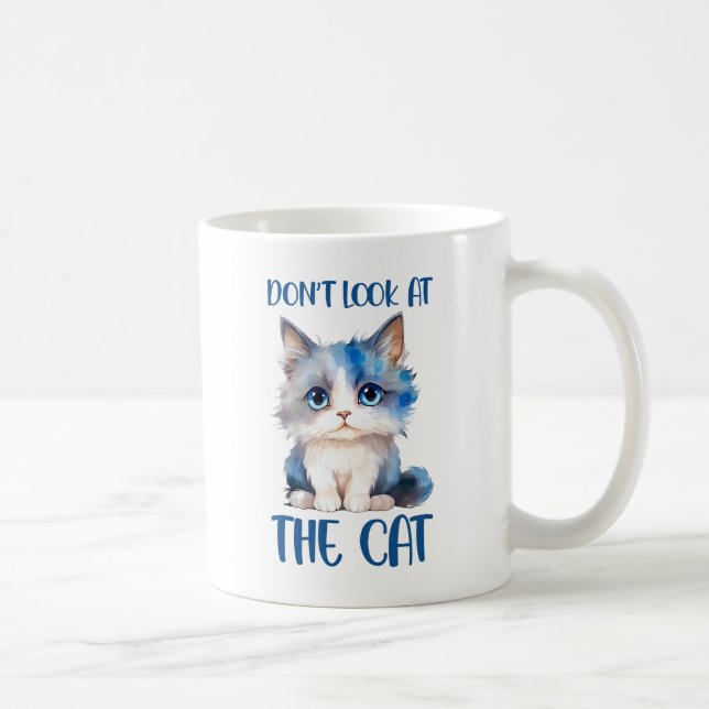 Taza De Café No mires al gato - Adorable gatito azul (Derecha)