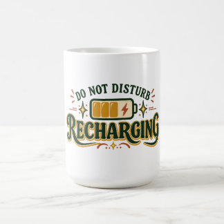 Taza De Café No Molestar Recargando Cita de Batería Retro