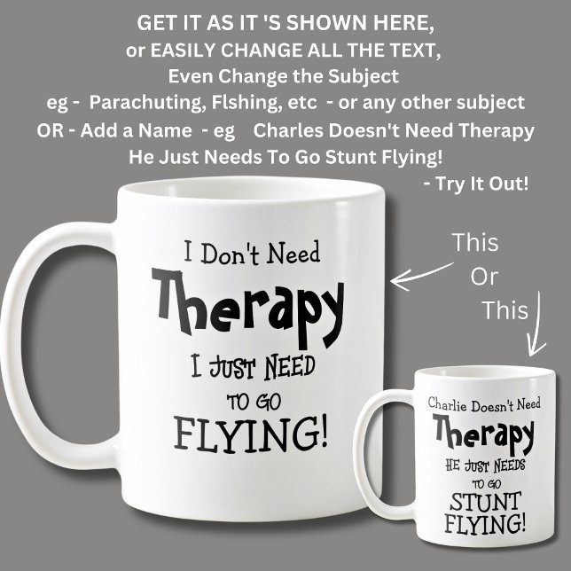 Taza De Café No necesito terapia sólo para ir a volar (Subido por el creador)