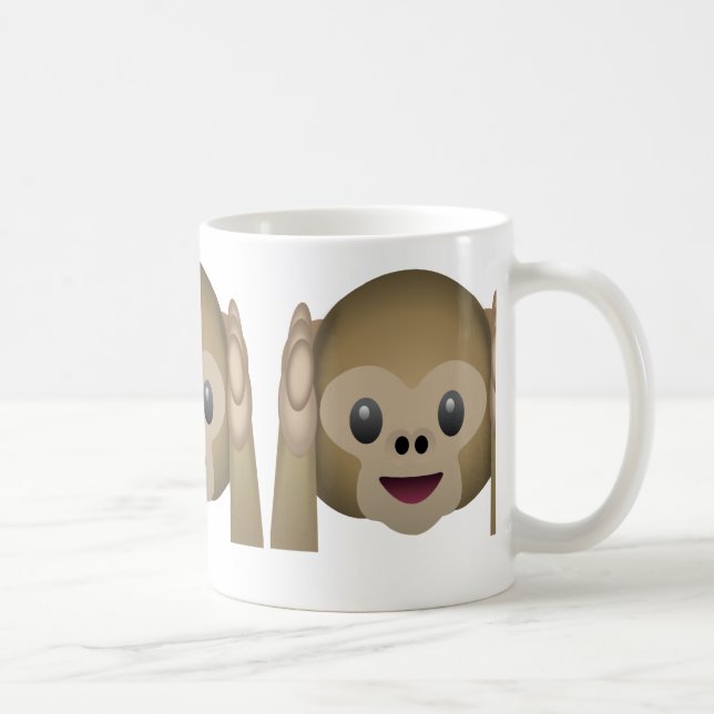 Taza De Café No oiga ninguna emoji malvada del mono (Derecha)