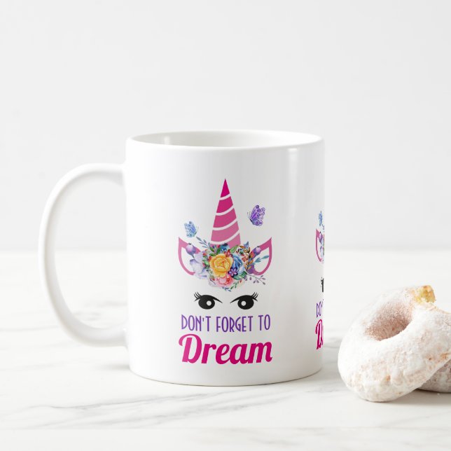 Taza De Café No olviden soñar con Unicornio rosa (Con donut)