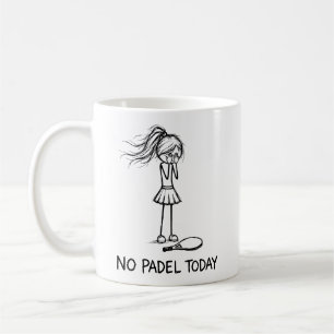 Taza De Café No Padel Hoy Chica Jugadora Figura Palito Divertid