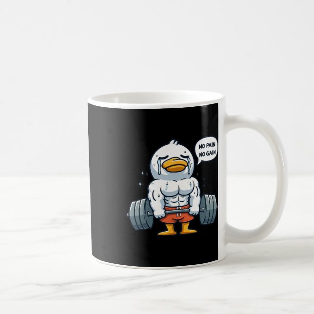 Taza De Café No Pain No Gain Funny Duck - Gym Workout And Fitne (Derecha)