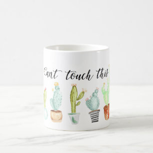 Taza De Café No puede tocar esta acuarela del cactus del  