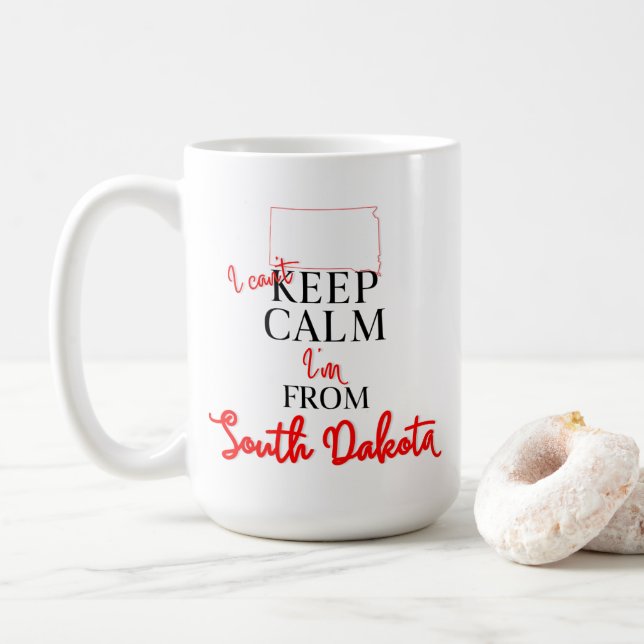 Taza De Café No puedo mantener la calma soy de Dakota del Sur (Con donut)