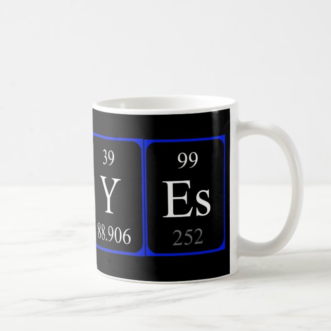 Taza De Café No/Sí tabla periódica palabra mug (Derecha)