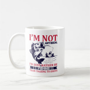 Taza De Café No soy antisocial, prefiero pescar el
