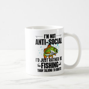 Taza De Café No soy antisocial, simplemente prefiero pescar que