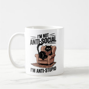 Taza De Café No soy antisocial, soy un gato gracioso anti-estúp