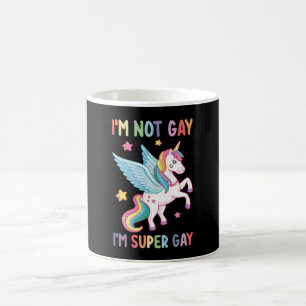 Taza De Café No soy gay, soy súper gay Orgullo LGBT Unicornio