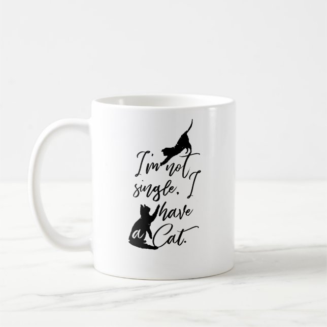 Taza De Café No soy soltera, tengo un gato | Dama de gatos (Izquierda)