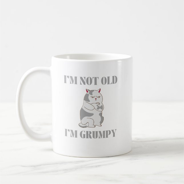 Taza De Café No soy viejo, soy un gatito gruñón regalo sarcásti (Izquierda)