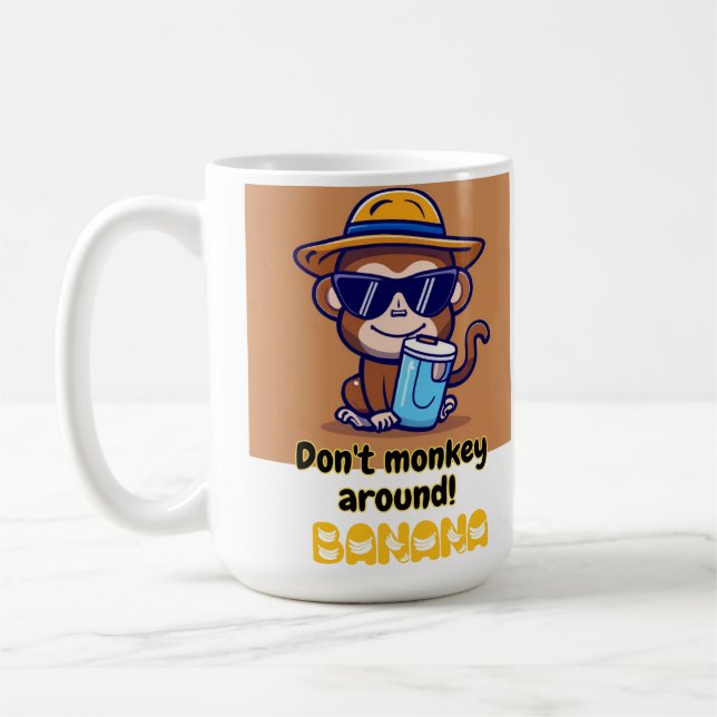 Taza De Café ¡No te metas! Banana - Divertido mono mug (Izquierda)
