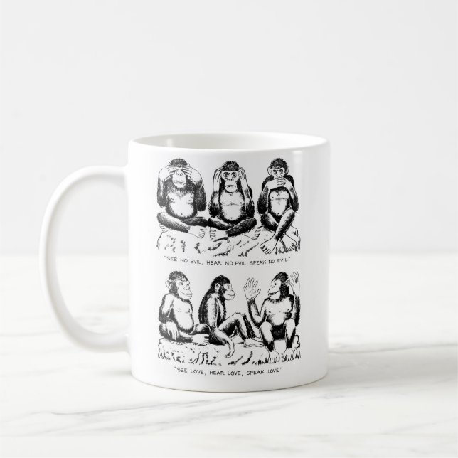 Taza De Café No vea ningún mal, no oiga ningún mal, no hable (Izquierda)