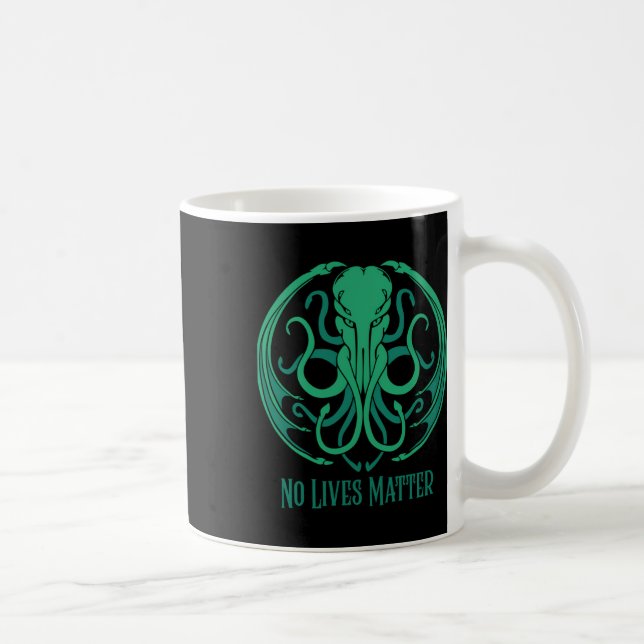 Taza De Café No vive el Pegatina de Cthulhu (Derecha)