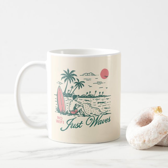 Taza De Café No Wifi Solo Olas (Con donut)