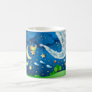Taza De Café Noche con música y pájaros