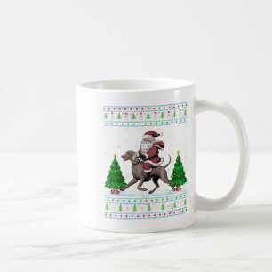 Taza De Café Noche de Navidad Santa Riding Weimaraner Dog Chris