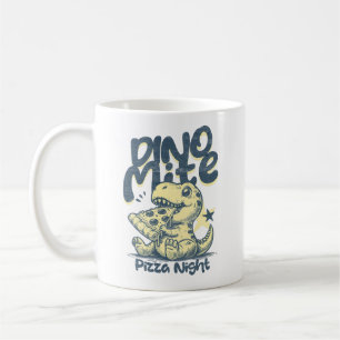Taza De Café Noche de Pizza Dino Mite Arte Lindo