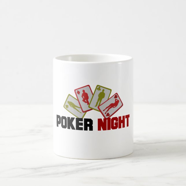 Taza De Café Noche de póquer con tarjetas de juego (Centro)