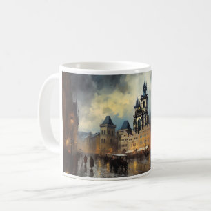 Taza De Café Noche de Praga en la República Checa