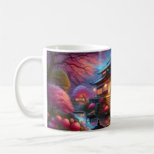 Taza De Café Noche de primavera tranquila en un jardín japonés
