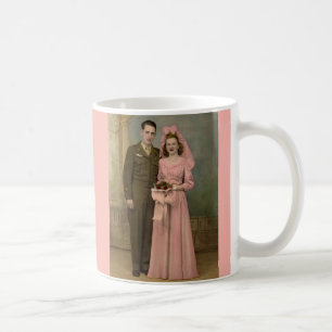 Taza De Café Noche de soldados bodas de los años 1940, novio y 